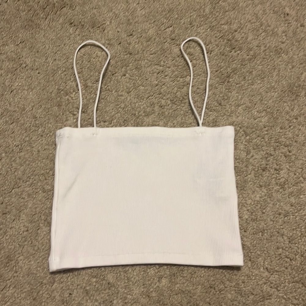 Zara White Cropped Tank Top